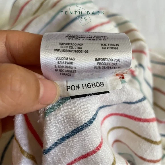 VOLCOM Multi Stripe Girls Button Down Top | L / 14 - Picture 12 of 13